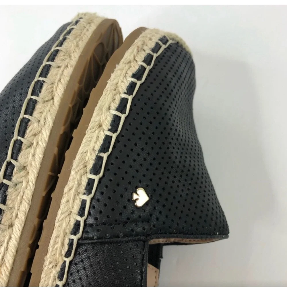 KATE SPADE Dark Navy Blue Perforated Gianna Espadrille Wedge Slip-on Flats Sndl